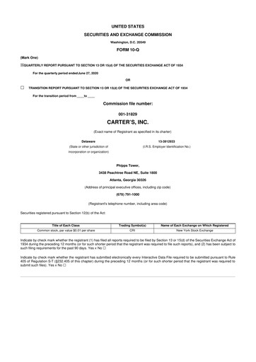 Thumbnail Carter's 10-Q Quarterly Report FY2020 