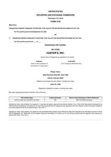 Thumbnail Carter's 10-Q Quarterly Report FY2020 