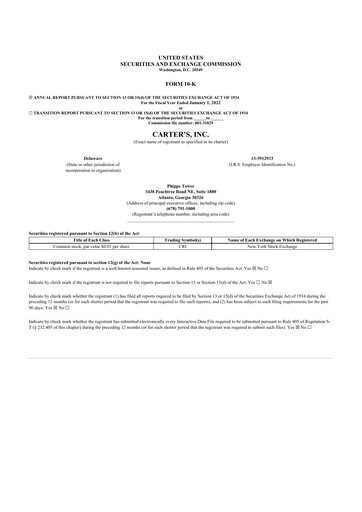 Thumbnail Carter's 10-K Annual Report 2021