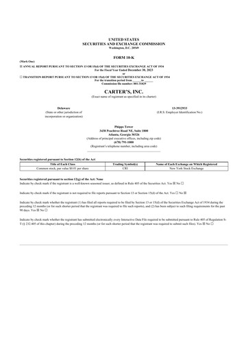 Thumbnail Carter's 10-K Annual Report 2023