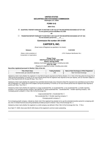 Thumbnail Carter's 10-Q Quarterly Report FY2025 