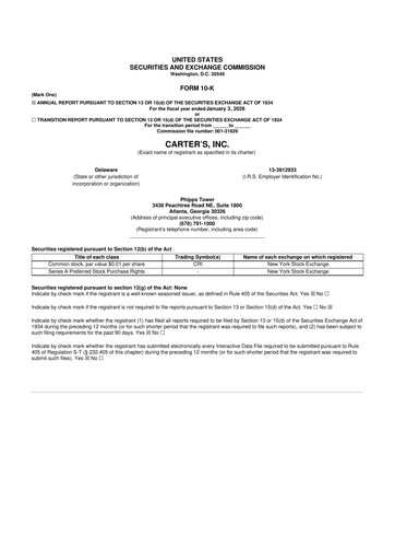 Thumbnail Carter's 10-K Annual Report 2025