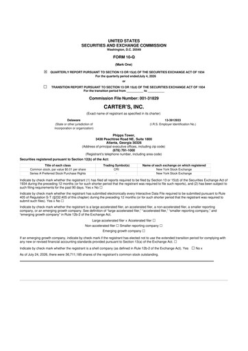 Vorschaubild Carter's 10-Q Quartalsbericht 2026 