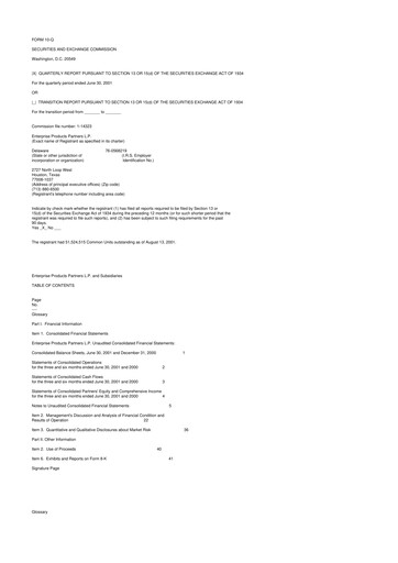 Thumbnail Enterprise Products 10-Q Quarterly Report FY 