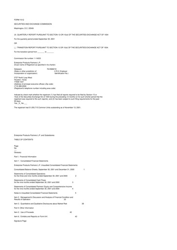 Thumbnail Enterprise Products 10-Q Quarterly Report FY 