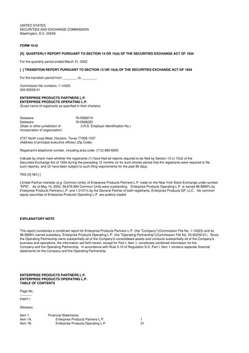 Thumbnail Enterprise Products 10-Q Quarterly Report FY 