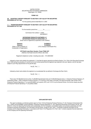 Thumbnail Enterprise Products 10-Q Quarterly Report FY 