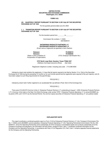 Thumbnail Enterprise Products 10-Q Quarterly Report FY 