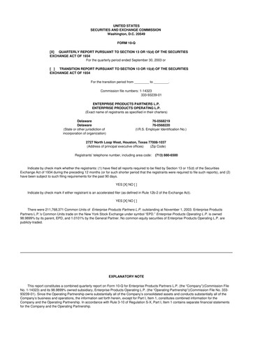 Thumbnail Enterprise Products 10-Q Quarterly Report FY 