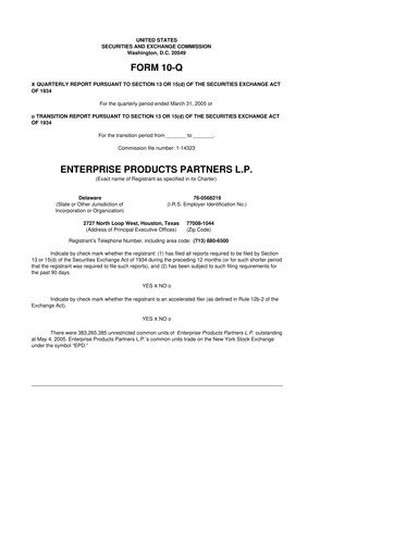 Thumbnail Enterprise Products 10-Q Quarterly Report FY 