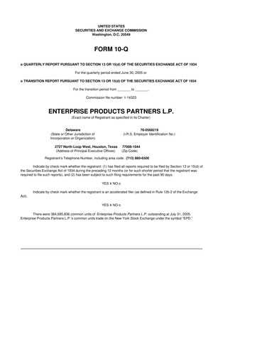 Thumbnail Enterprise Products 10-Q Quarterly Report FY 
