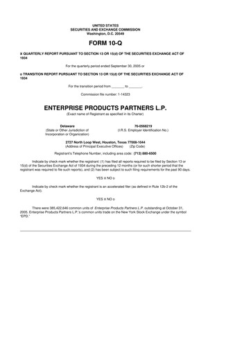 Thumbnail Enterprise Products 10-Q Quarterly Report FY 