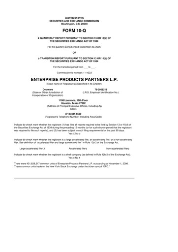 Thumbnail Enterprise Products 10-Q Quarterly Report FY 