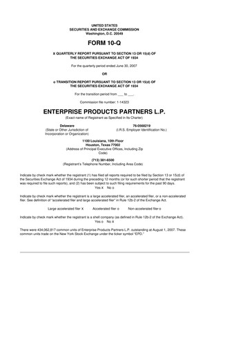 Thumbnail Enterprise Products 10-Q Quarterly Report FY 