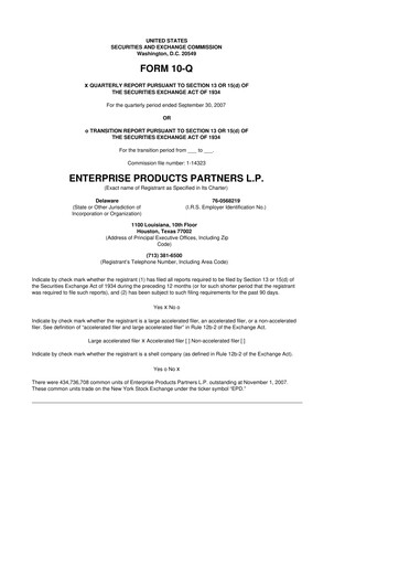 Thumbnail Enterprise Products 10-Q Quarterly Report FY 