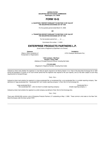 Thumbnail Enterprise Products 10-Q Quarterly Report FY 