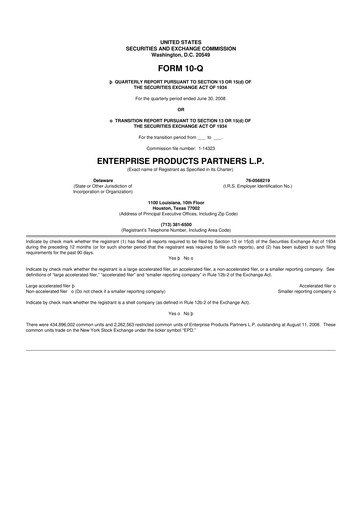 Thumbnail Enterprise Products 10-Q Quarterly Report FY 