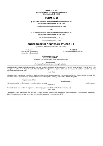 Thumbnail Enterprise Products 10-Q Quarterly Report FY 