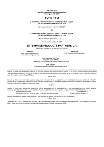 Thumbnail Enterprise Products 10-Q Quarterly Report FY 
