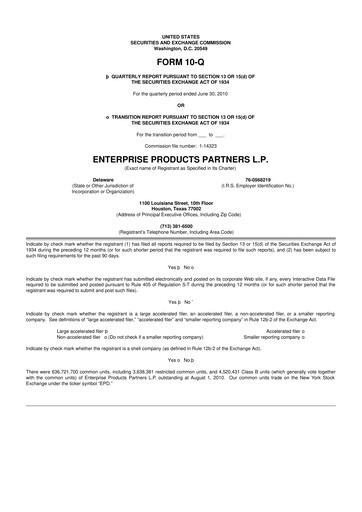 Thumbnail Enterprise Products 10-Q Quarterly Report FY2010 