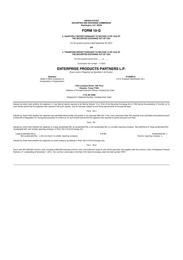 Thumbnail Enterprise Products 10-Q Quarterly Report FY2010 