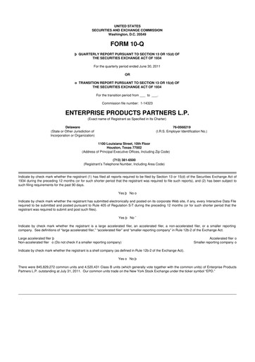 Thumbnail Enterprise Products 10-Q Quarterly Report FY2011 