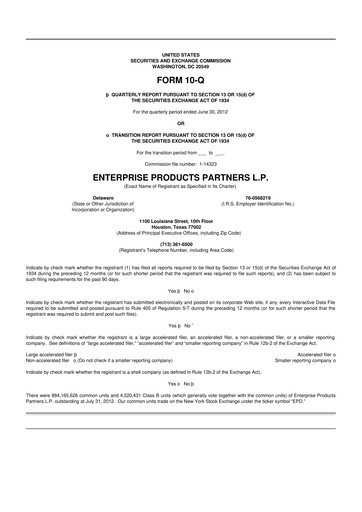 Thumbnail Enterprise Products 10-Q Quarterly Report FY2012 