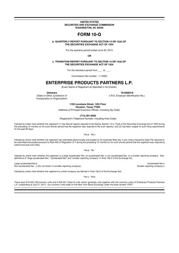 Thumbnail Enterprise Products 10-Q Quarterly Report FY2013 