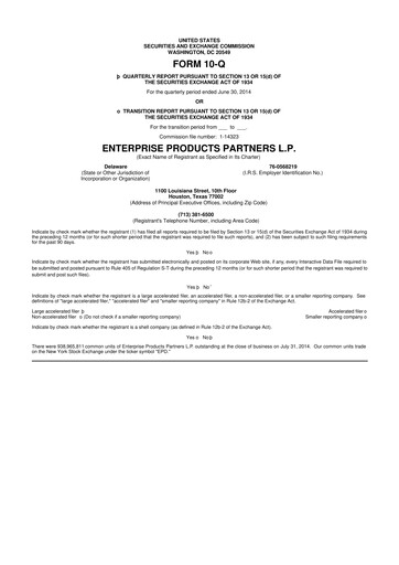 Thumbnail Enterprise Products 10-Q Quarterly Report FY2014 