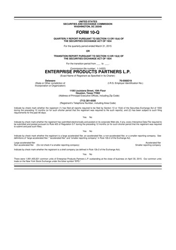 Thumbnail Enterprise Products 10-Q Quarterly Report FY2015 