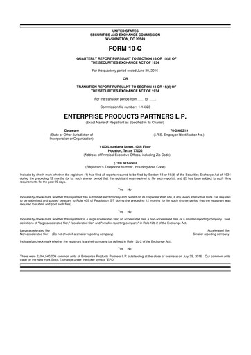 Thumbnail Enterprise Products 10-Q Quarterly Report FY2016 