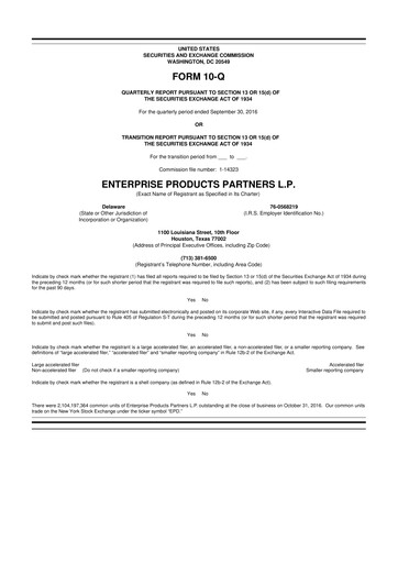 Thumbnail Enterprise Products 10-Q Quarterly Report FY2016 