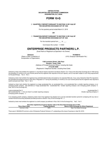 Thumbnail Enterprise Products 10-Q Quarterly Report FY2019 