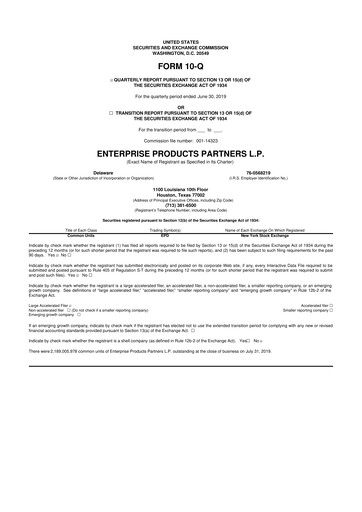Thumbnail Enterprise Products 10-Q Quarterly Report FY2019 