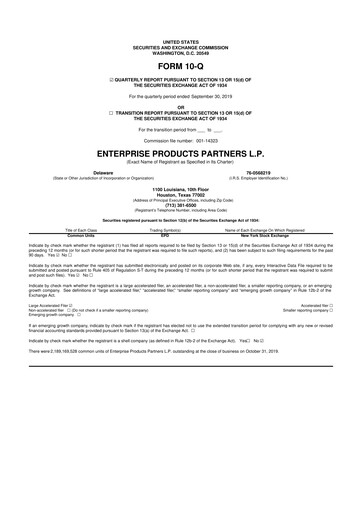 Thumbnail Enterprise Products 10-Q Quarterly Report FY2019 