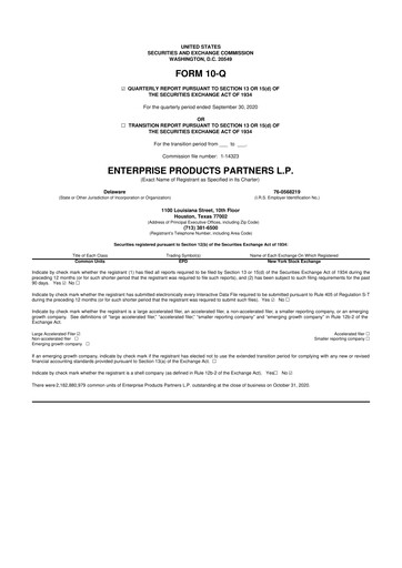 Thumbnail Enterprise Products 10-Q Quarterly Report FY2020 
