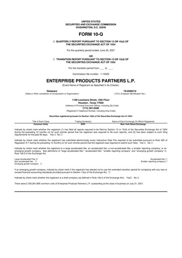 Thumbnail Enterprise Products 10-Q Quarterly Report FY2021 