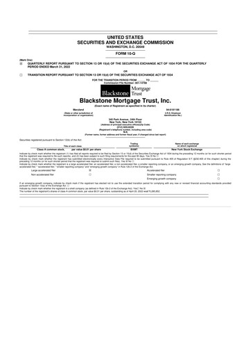 Miniature Blackstone Mortgage Trust
 10-Q Rapport trimestriel 2022 