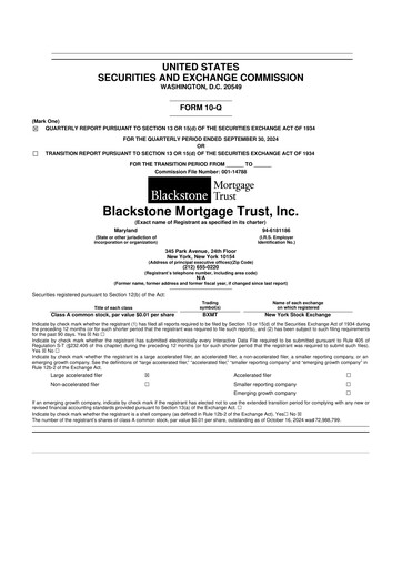 Miniature Blackstone Mortgage Trust
 10-Q Rapport trimestriel 2024 