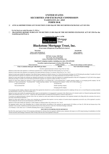 Thumbnail Blackstone Mortgage Trust
 10-K Annual Report 2024