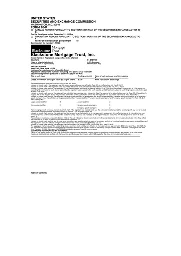 Miniature Blackstone Mortgage Trust
 10-K Rapport annuel 2025