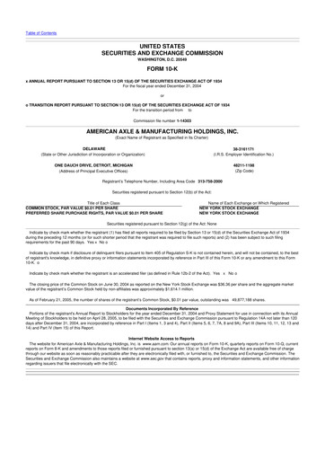 Thumbnail American Axle & Manufacturing 10-K Annual Report 