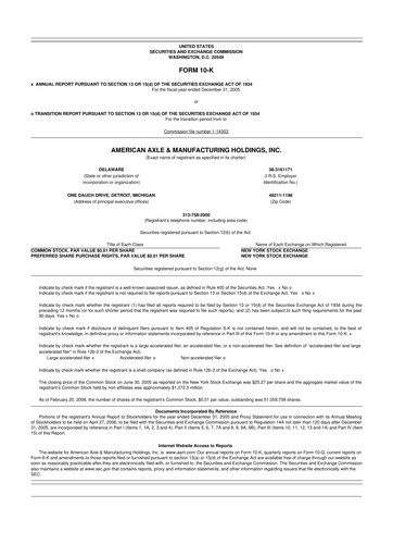 Thumbnail American Axle & Manufacturing 10-K Annual Report 