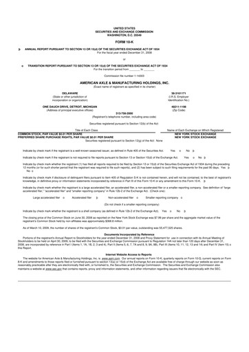 Thumbnail American Axle & Manufacturing 10-K Annual Report 