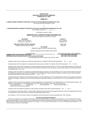 Thumbnail American Axle & Manufacturing 10-K Annual Report 