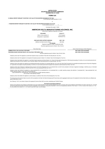 Thumbnail American Axle & Manufacturing 10-K Annual Report 