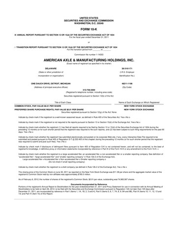 Thumbnail American Axle & Manufacturing 10-K Annual Report 2011