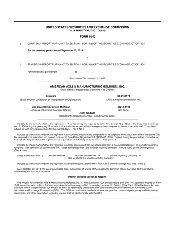 Thumbnail American Axle & Manufacturing 10-Q Quarterly Report FY2014 