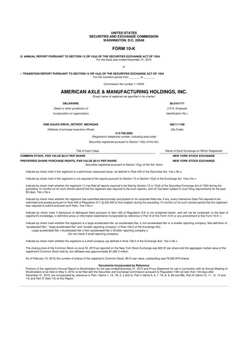 Thumbnail American Axle & Manufacturing 10-K Annual Report 2015