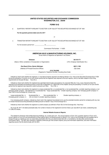 Thumbnail American Axle & Manufacturing 10-Q Quarterly Report FY2017 